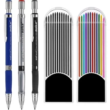 JOVITEC 3 Pieces 2.0 mm Mechanical Pencil with Color and Black Cases Refills ...