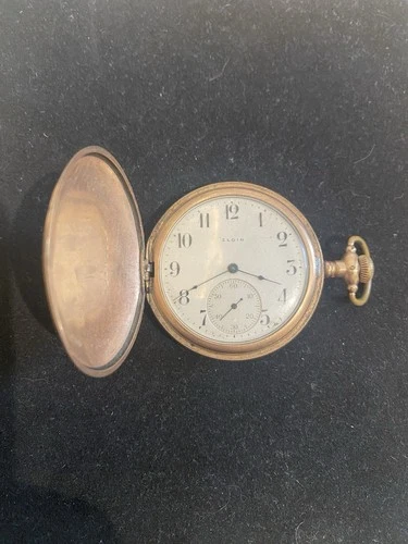 ELGIN NATL WATCH CO MODEL 2 ANTIQUE GOLD-FILLED POCKET WATCH RUNS FAST