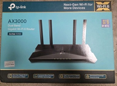 NIB TP LINK AX3000 DUAL BAND GIGABIT WI-FI 6 ROUTER ARCHER AX50 by INTEL NIB