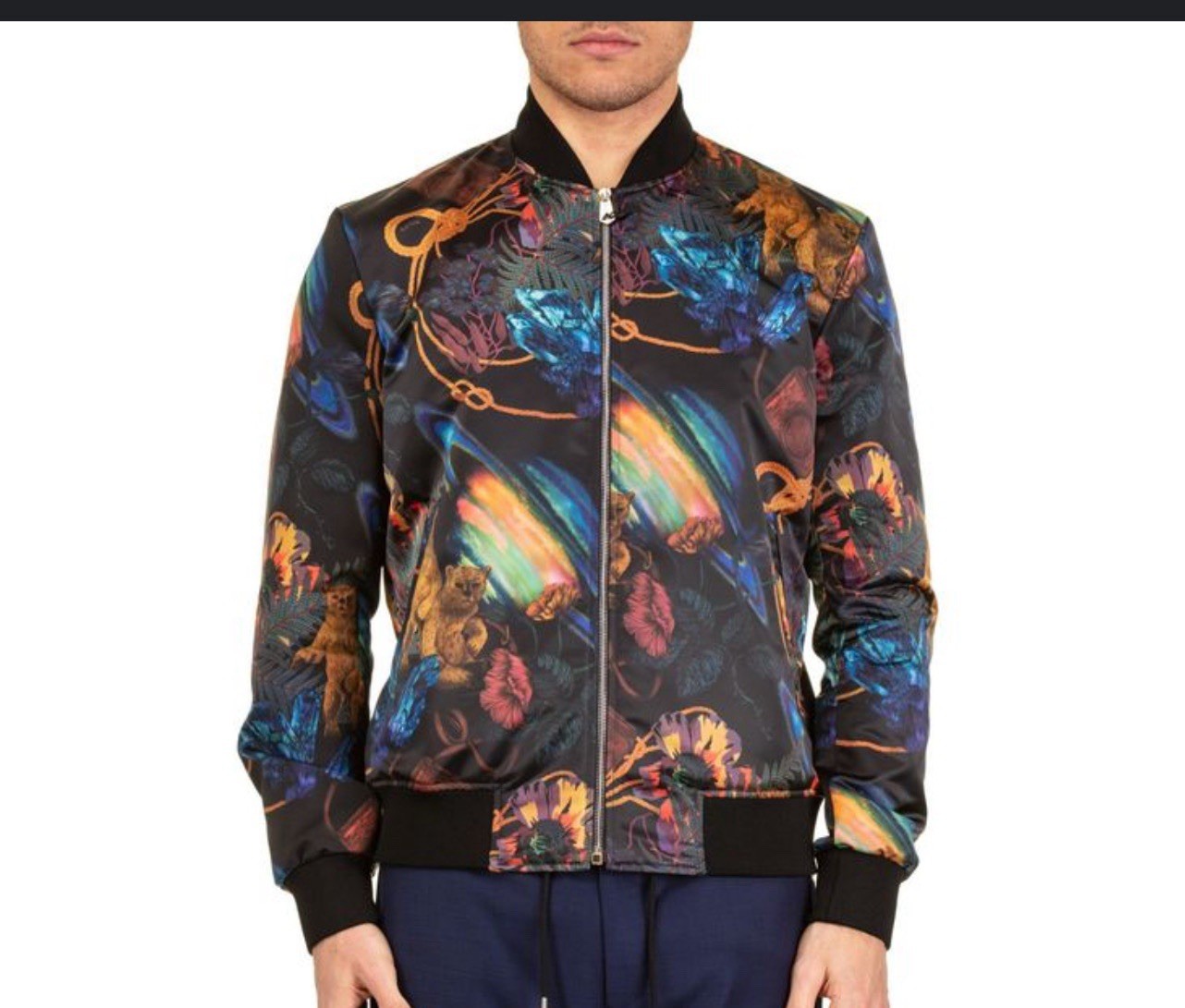 Paul Smith L 46” Pecho Explorador Oso Chaqueta de Bombardero Hecha en Italia ¡LKNU!