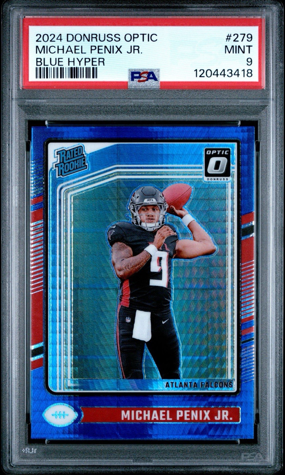2024 Panini Donruss Optic - Michael Penix Jr. #279 Blue Hyper Prizm (RC) PSA 9