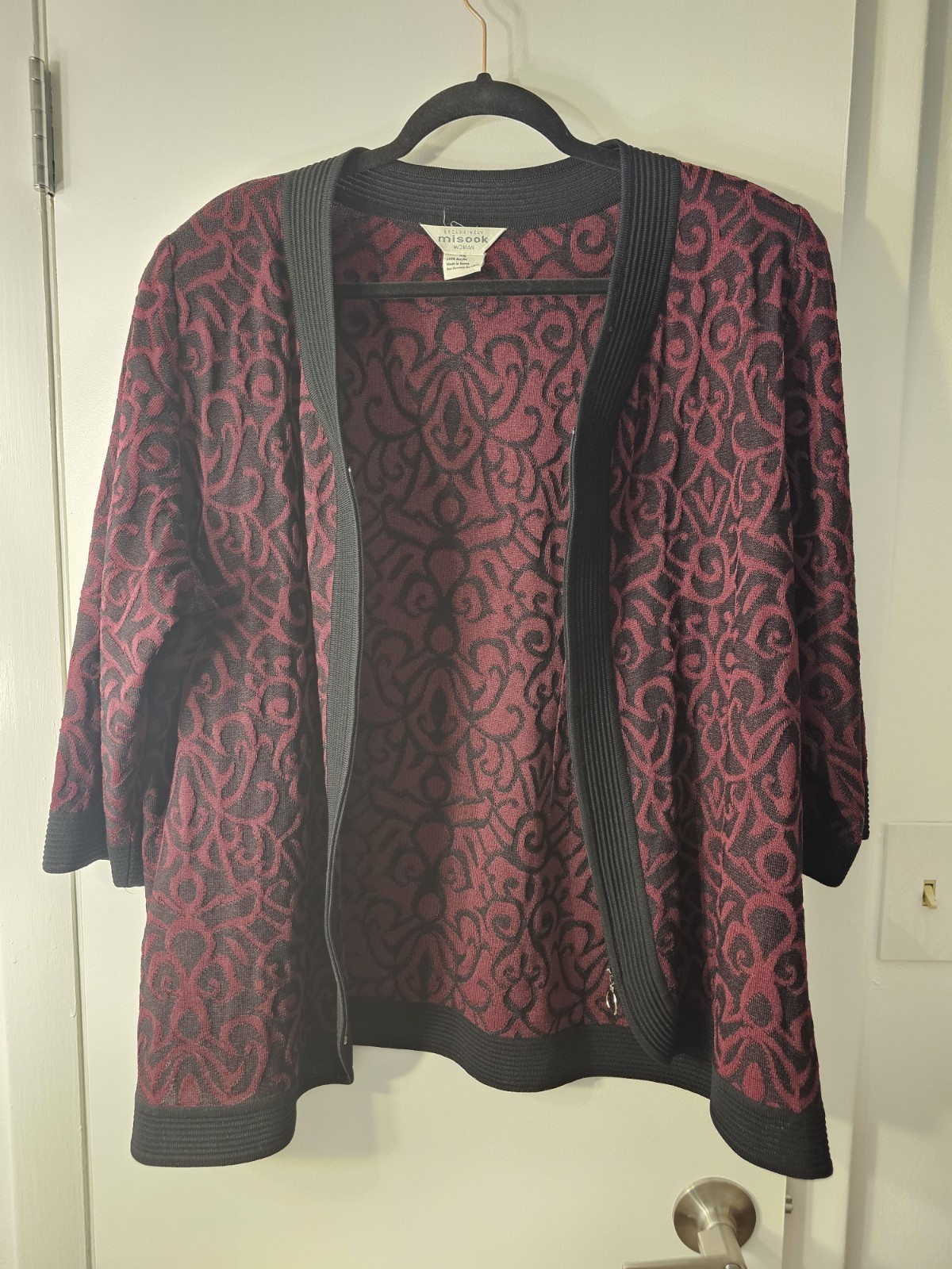 Exclusively Misook Open Front Patterned Cardigan … - image 1