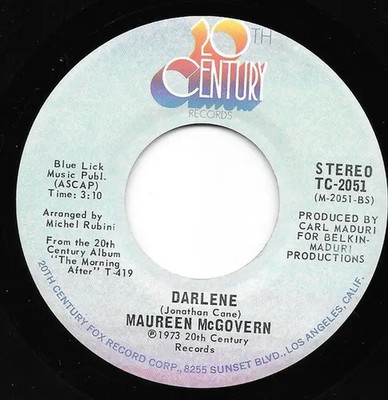 Maureen McGovern I Wont Last A Day Without You / Darlene Vinyl Single 7inch