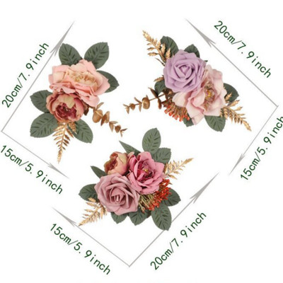 Lila Hochzeitstorte Top Set 3 Stück Seidenblumen für Kuchen und Events