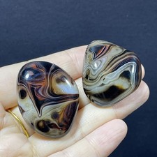 2pcs 48g Crazy Lace SILK Banded Agate Polished Crystal Tumbled Stone Madagascar