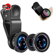 Clip on camera phone Lens, 3-in-1 HD kit-Fish Eye, Macro, 0.45X wide