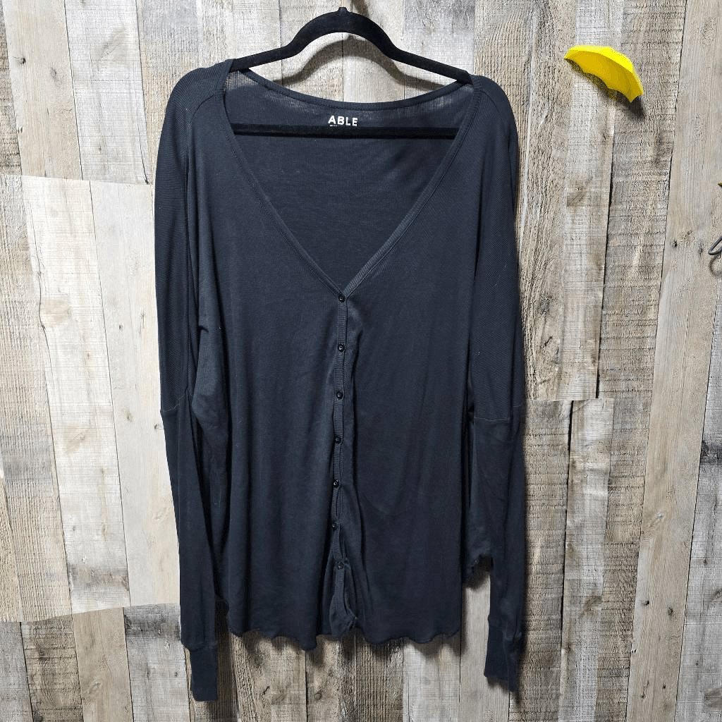 ABLE Black Julia Anywhere Button Down Cardigan Top - image 2