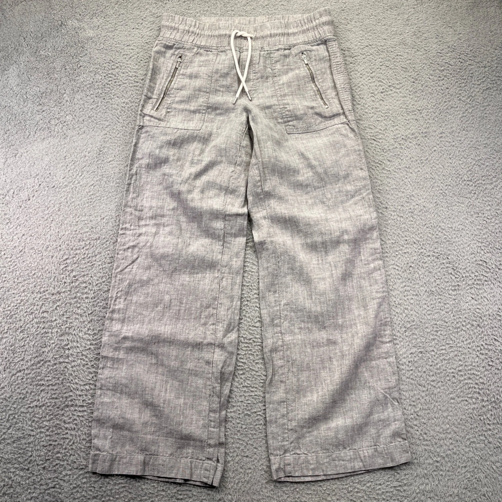 Athleta Cabo Linen Wide Leg Pants Women 4 Gray Drawstring Zipper Pockets Outdoor
Opens in a new wind