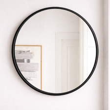 Black Round Wall Mirror 50cm – Wall Mounted Bathroom & Home Decor Gift Vanity