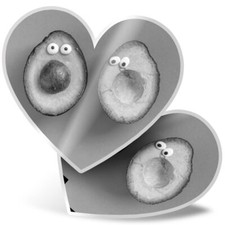 2 x Heart Stickers 15 cm - BW - Funny Avocado Joke Healthy #38585