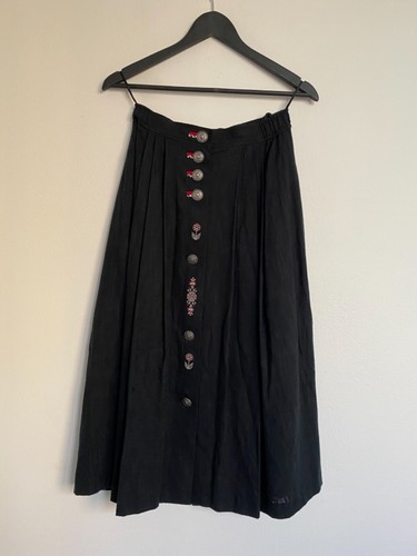 VTG Alphorn women’s traditional flower embroidery midi skirt size EUR36 UK8