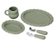 5pcs Baby Feeding Set Silicone Weaning Supplies with Plate Bowl Spoon Fork Cup