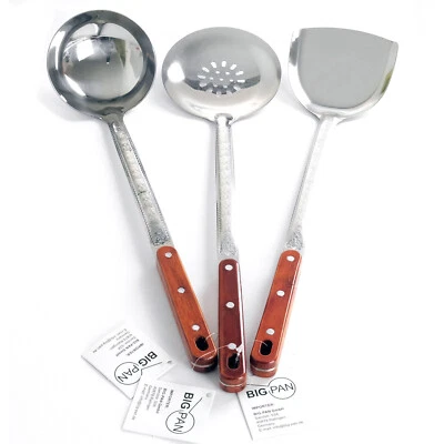 BIG-PAN 3er-Set XXL 45cm Schöpflöffel Suppenkelle Schaumkelle Schumovka Edelstahl