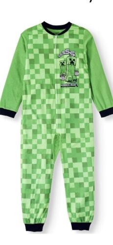 MINECRAFT Pajamas Boy's 4/5T Minecraft One Piece W/zipper  Pajamas Sleeper  New - Picture 1 of 11
