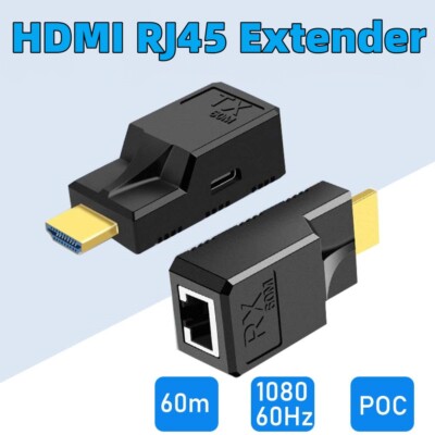 HDMI RJ45 Extender 1080P 60Hz Over Cat 5e/6 up to 60M Network Ethernet Adapter