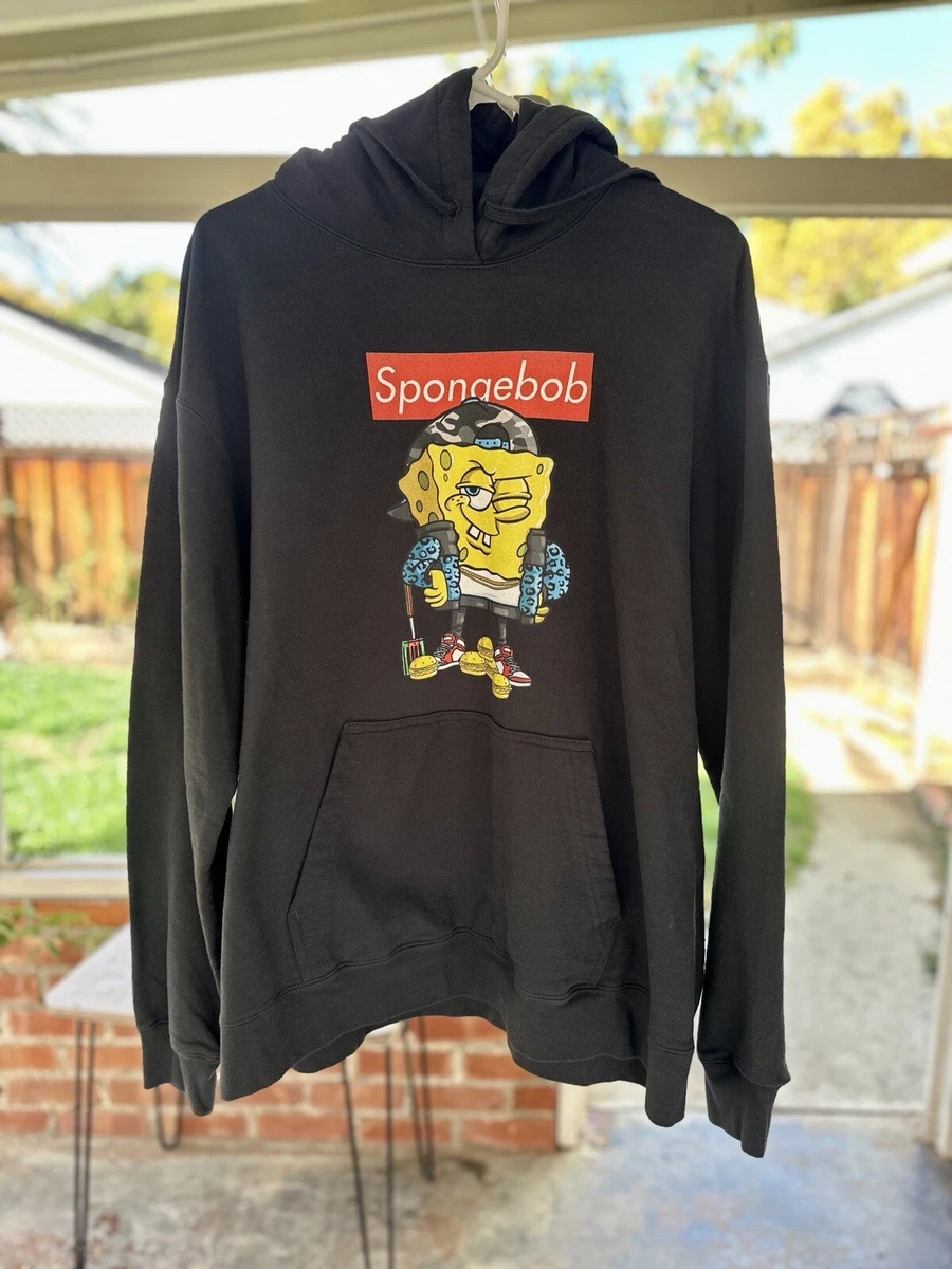 Nickelodeon SpongeBob Square Pants Men's Black Sweatshirt Hoodie Size XL -  EUC