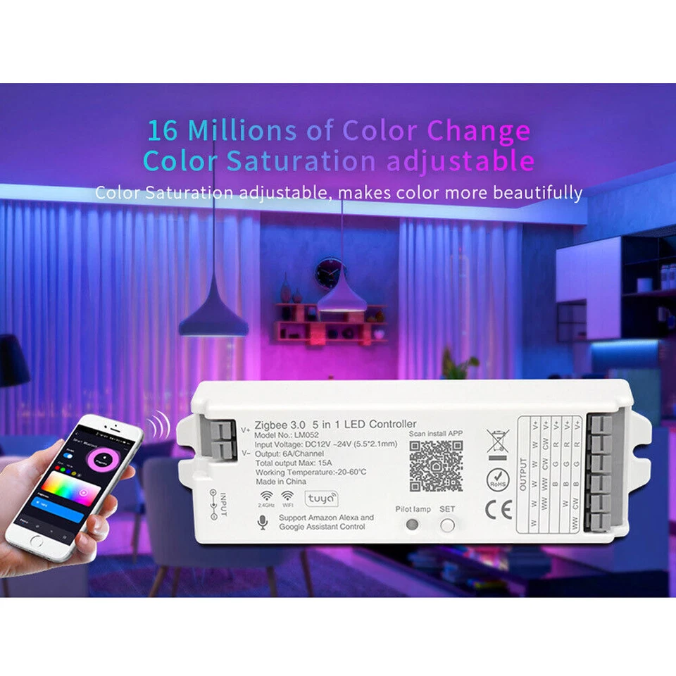 Zigbee 5in1 Tuya Smart LED Strip Controller For Single Color CCT RGB RGBW - Image 3 of 4
