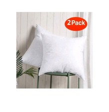 100 Cotton Throw Pillow Square Decorative Cushion Set of 2, White, 20"x20"
