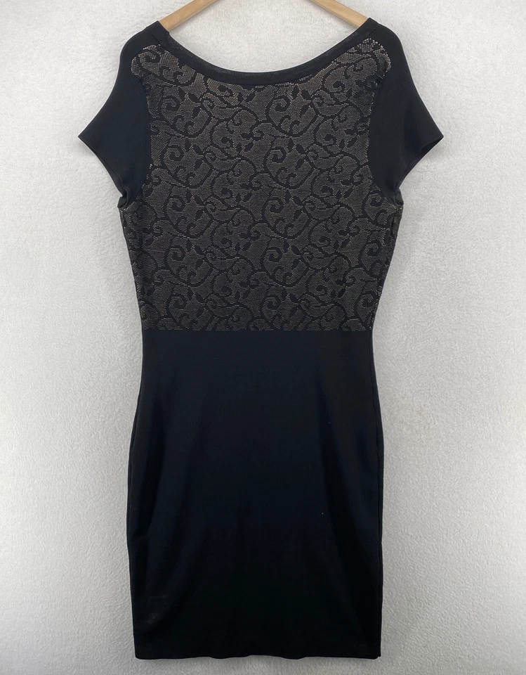 Vestido MARC NEW YORK ANDREW MARC M Barroco Bodycon Suéter Manga Gorra Negro Foto 3 de 4