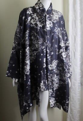 TWINSET NEW Eskandar Sz 2 Floral IMPERIAL FLORAL Heavier Silk Tunic Shirt Top