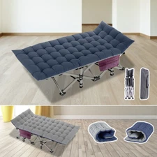 H&ZT Folding Camping Cot W/Mat for Adults, Heavy Duty Outdoor Bed with Mattress