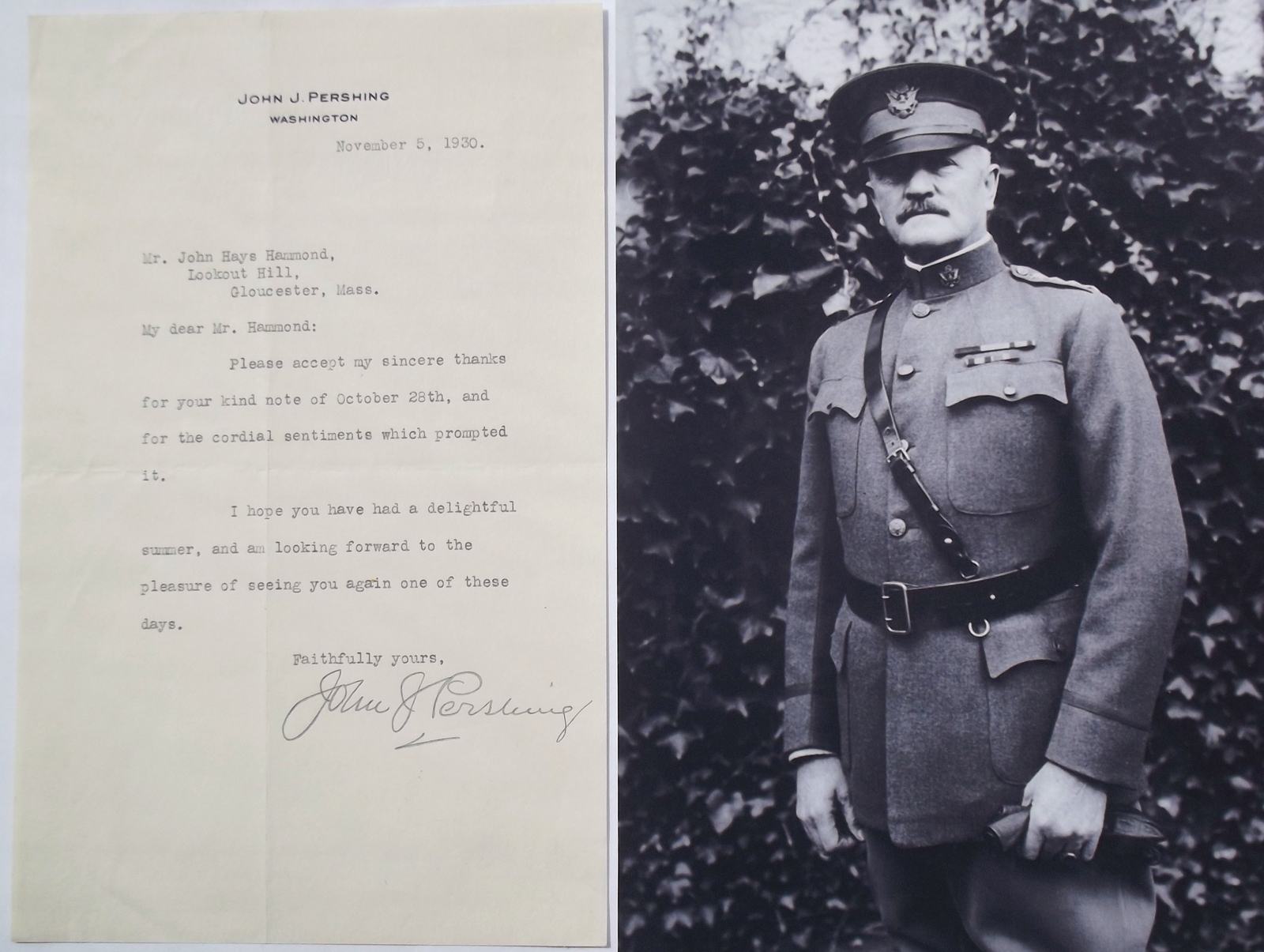 General John J. Pershing World War I AEF American Commander [TLS] Typed ...