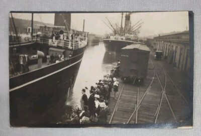 RARE Seattle, WA RPPC Great Northern Dock SS Minnesota Japanese People Postcard