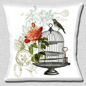 Détails Sur Style Français Shabby Chic Housse De Coussin 16x16 Inc 40 Cm Cage à Oiseaux Rose Clé Postmark Afficher Le Titre Dorigine