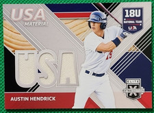 Austin Hendrick 2020 Panini Elite Extra Edition USA Baseball Material Cinci Reds