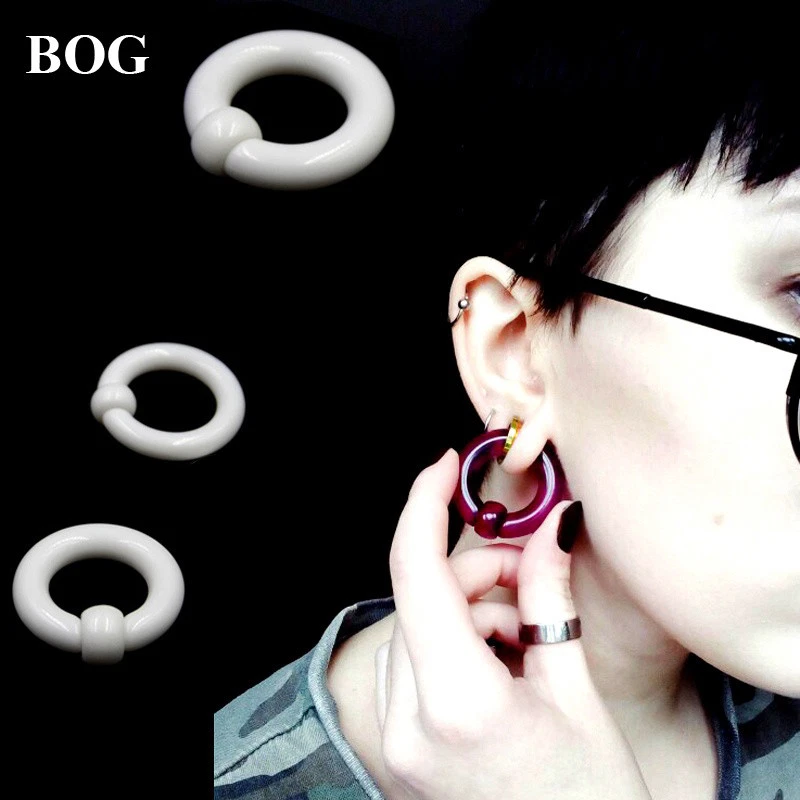 Big Large Giant Acrylic Captive Bead Ring Ear Tunnel Plug Guauge Piercing 2g 0g