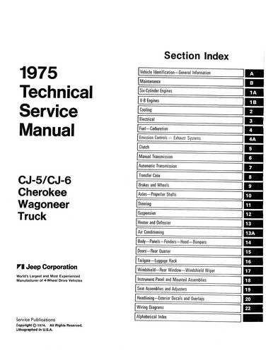 1975 Jeep Technical Service Manual - Picture 2 of 2