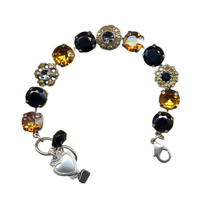 Mariana Bracelet Classy Jet Black, Amber & Aurum Austrian Crystals My Treasur...