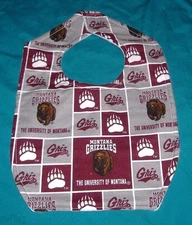 .NEW Handmade BABY CHILD BIB   UNIVERSITY OF MONTANA   UM GRIZZLIES  / SHIP DISC