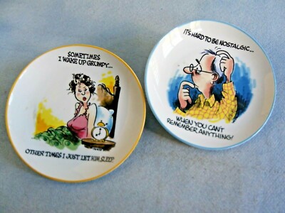 2 Funny Old Age Appetizer Snack Plates The Golden Years Finkstrom By Centrum