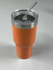 Boroux Climate Stainless Steel Metal Tumbler Drink Container with Straw - Orange