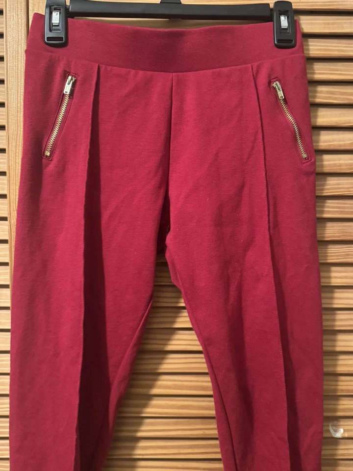 Pantalones de vestir elásticos de pierna escondida con cremallera roja para niñas Cherokee; XL (14-16) Foto 4 de 4