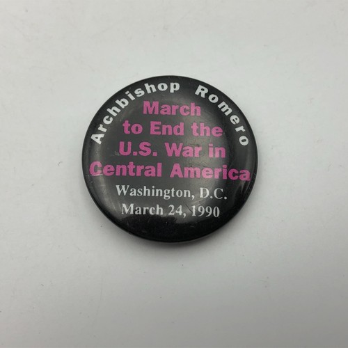 Pinback Archbishop Romero March To End US War In Central America Button 1990 Vtg - Picture 9 of 12