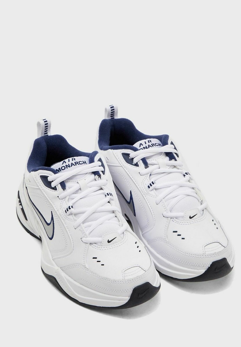 Nike Air Monarch IV White/Metallic Silver/Navy Men's Size 7.5
