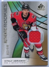 2019-20 UD SP GAME-USED 012/599 #116 VITALY ABRAMOV ROOKIE NM RAW (TL-6420)