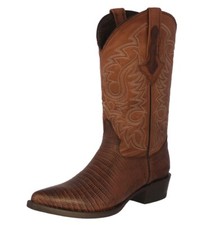 Mens Cognac Cowboy Boots Leather Teju Lizard Pattern Western J Toe Bota