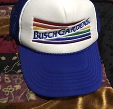 Busch Gardens Vintage Blue White Polyester Otto Trucker Amusement Park Rare Hat