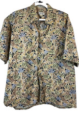 Vtg Pierre Cardin Shirt Mens XL Hawaiian Floral Leaves Short Sleeve Button D23