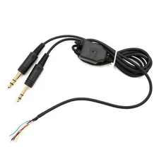 Aviation Replacement Pilot Headset Cable Cord Wires Dual Twin Plug Mono / Stereo