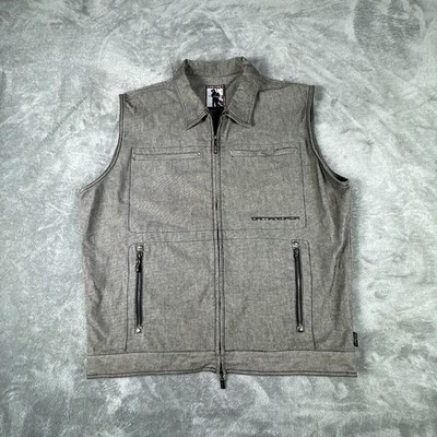 Damani Dada Denim Trucker Vest Jacket Mens XL Gray Hip Hop Y2K Grunge Streetwear