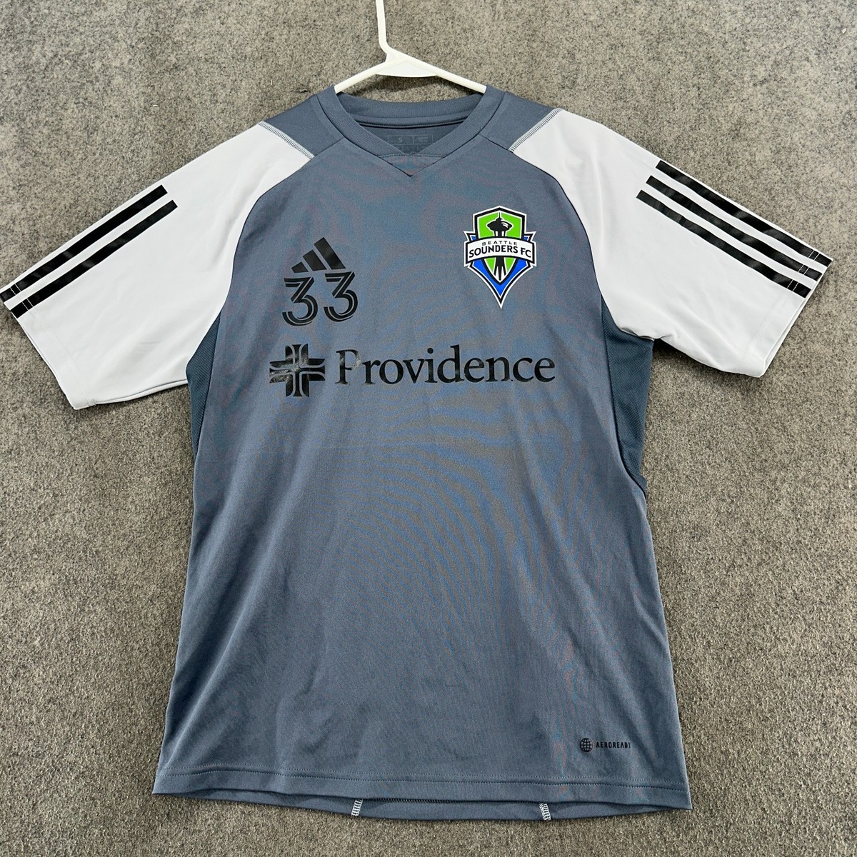 Seattle Sounders Training Jersey Mens Small Gray Logo Slim Fit