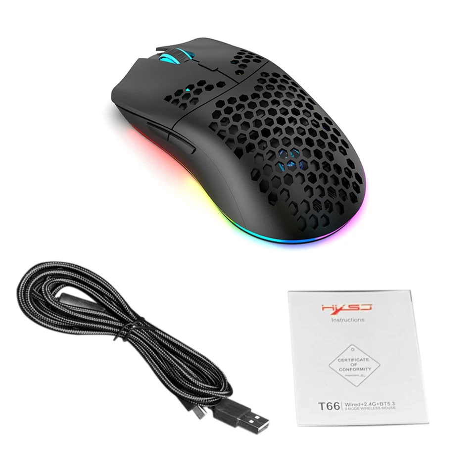 3-Mode Wireless Gaming Mouse Colourful LED 3600 Movement Speed For Laptop SOMU - Image 3 of 4