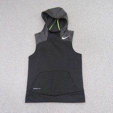 Nike Boys Pro Training Hoodie XS Black Green Therma Fit Sleeveless Tank