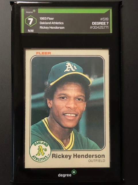 1983 Rickey Henderson Fleer Baseball Card #519 Graded Degree NM 7 - Oakland A's