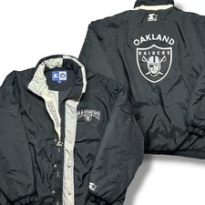Starter Oakland Raiders NFL Black Puffer Vintage Mens jacket size XL