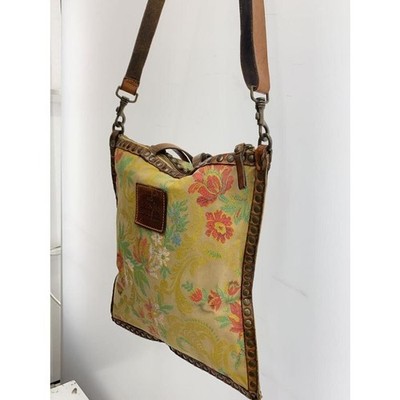 CAMPOMAGGI Ladies shoulder bag leather flower pattern square Woman's casual